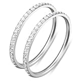 ZOOROO 2-Pack 14K Gold Plated Stacking Rings for Oura Ring 5/Oura Gen 4/Oura Gen 3, Cubic Zirconia Simulated Diamond Oura Ring Stack for Women