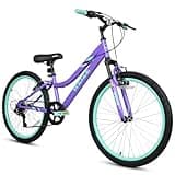 WEIZE 24 Inch Kid Mountain Bike,Kid Bike for Girls Age 6-14 Year Old,6 Speed Kid Bicycle with Front Suspension Fork,Adjustable Seat Height,High-Carbon Steel Frame,Ideal for Girl Adventurers,Purple