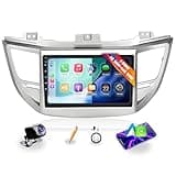 8 Core 4G+64G for Hyundai Tucson 2016-2018 LHD Car CarPlay Android Auto Navigation Stereo GPS Radio Camera Display 9" IPS Touchscreen Headunit Tablet Pad Media Player (Silver)