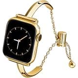 Gold Slim Bracelet Band Compatible with Apple Watch Bands 38mm 40mm 41mm 42mm 44mm 45mm 46mm 49mm Thin Stainless Steel Metal Strap for iWatch Series 11 10 9 8 7 6 5 4 3 SE Dressy Women Watch Band