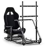 Marada Racing Cockpit Frame with TV Stand,Gear Mount & Black Seat Fit for Logitech G923 G920, for Thrustmaster T500 T3PA TGT, for Fantec, Height Adjustable,Wheel and Pedals Not Included