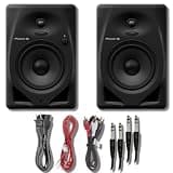 Pioneer DM-50D Active 5" Desktop Monitor and DJ Speakers (Black) with Professional Graded TRS to TRS Cables