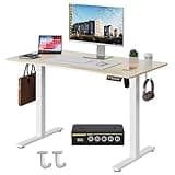 Gamork Electric Standing Desk,40x24 Inches Adjustable Height Stand up Desk, Sit Stand Home Office Desk with Splice Board, 3 Preset Heights,Equipped with Hooks,Ergonomic Computer Workstation,Nature