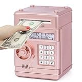 Refasy Piggy Bank Toy,Kids Toys Electronic Piggy Bank for Boys Girls Kids Safe ATM Bank Cash Coin Can for Children Money Bank Toys Money Saving Box Birthday Gift for Kid Age 3-12 (Rose Gold)
