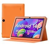 Vyrolinia Andriod Tablet 7 Inch with Protective Case, RAM 8GB(3GB+5GB Expand) ROM 32GB 1TB Expand, IPS 1024 * 600 Bluetooth, 2.4G+5G WiFi, GMS, Widevine L1,YouTube, Netfilx (Orange)