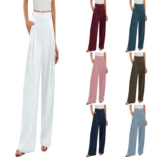 WWPPAION Sweatpants Women Wide Leg Long Fall Elastic High Waisted Knit Casual Lounge Palazzo Pant Trousers with Pockets