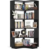 Armocity Corner Book Shelf - 6 Tier Corner Bookshelf Etagere Bookcase with Baffle, Freestanding L Shaped Display Shelf Stand for Home Office, Living Room, Bedroom, Kitchen, Black