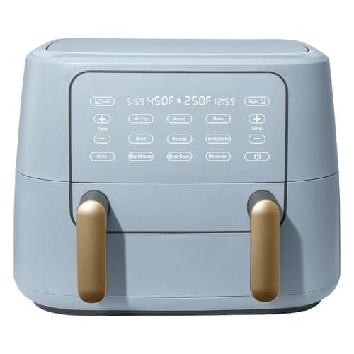 Dual Air Fryer 9 Qt with 2 Baskets & Touchscreen – Large Capacity Air Fryer with Sync Cooking, Fast Even Crisping, Easy Clean, Perfect for Family Meals (Cornflower Blue)