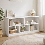 Furevol 5-Cube Bookshelf, Horizontal Bookcase, Cube Storage Organizer & Book Shelf, 10.9 x 47.2 x 23.6, for Living Room, Home Office, Bedroom, White