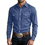 Lmdudan Men's Collared Button Down Shirts Long Sleeve Solid Soft Dress Shirts Casual Office Business Fall Winter Blouses Navy
