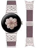 Minyee Braided Magnetic Band Compatible with Google Pixel Watch 4 3 41mm/Pixel Watch 2/1 Band for Women, Dressy Celtic Knot Metal Designer Fancy Stretchy Elastic Sport Strap, Dusty Lavender/Starlight