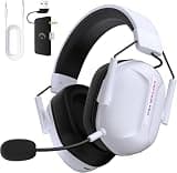 RYR Wireless Gaming Headset for Xbox Series X|S, Xbox One, PC, PS5/4, Mac, Mobile, Switch, 3D Surround Sound, Bluetooth 5.3, 60H Battery, Gaming Headphones with Detachable Noise Canceling Mic-White