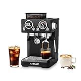 CHULUX Nero Espresso Machine with Built-in Conical Burr Grinder, 4-in-1 20 Bar Espresso Coffee Maker for Cappuccino, Latte, Hot & Iced Espresso and Hot Water, Mystic Black