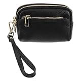 SOESFOUFU Genuine Leather Coin Purse: Small Paper Money Purse with Zipper - Portable House Key Case Pouch - Multi Compartment Wallet for Travel Shopping