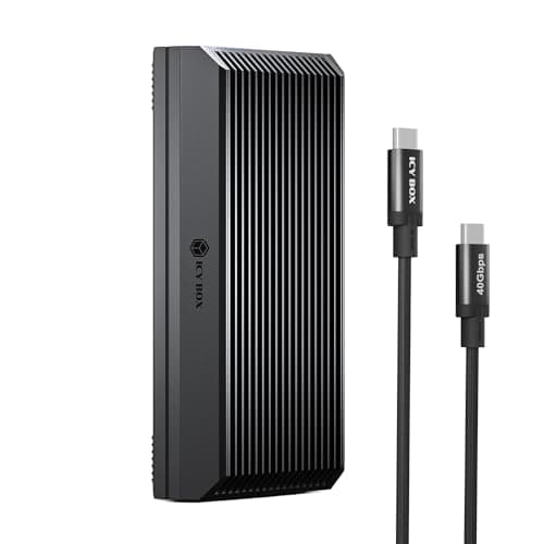 40Gbps M.2 NVMe SSD Enclosure, ICY BOX M.2 Enclosure Support SSD M/B+M Key Size 2280/2260/2242/2230 Compatible with Thunderbolt 4/3/USB4/3.2/3.1, Tool-Free Aluminum Thunderbolt 4 Enclosure
