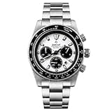 LURCAN Men's Diver Watches, Chronograph 200M Waterproof, Classic Panda Dial with VS75B Movement & Hacking Seconds, 316L Solid Stainless Steel Luxury Wristwatch