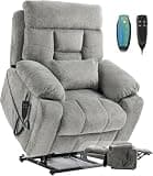 Fabric Power Recliner Chair with Massage Heat Overstuffed Wide Comfort Electric Recliner Chair with Lift Footrest Adjustable Backrest for Living Room Bedroom