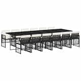 mtlskopl 13 Piece Patio Dining Set with Cushions, Black PE Rattan Outdoor Dining Table and 12 Chairs, Space Saving Cube Sectional Furniture for Backyard, Garden and Patio