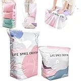 No Pump Vacuum Storage Bags, Large Capacity Vacuum Bags No Pump Needed, for Clothes, Bedding, Blankets, Travel Packing & Home Storage (2, S + L)