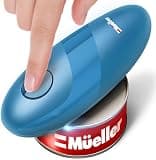 MUELLER HOME SmoothEdge Auto Electric Can Opener – Battery‑Operated One‑Touch w Magnet Lid Lifter, Smooth‑Edge Cut Technology – Portable Hands‑Free Automatic Can Opener for Seniors & Arthritis, Blue