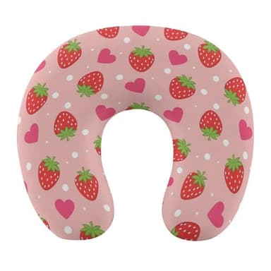 100% BLUE COLLAR Head Support Strawberry (2) Soft Pillow Neck and Head Support Portable Travel Neck Pillows Memory Foam Travel Pillow