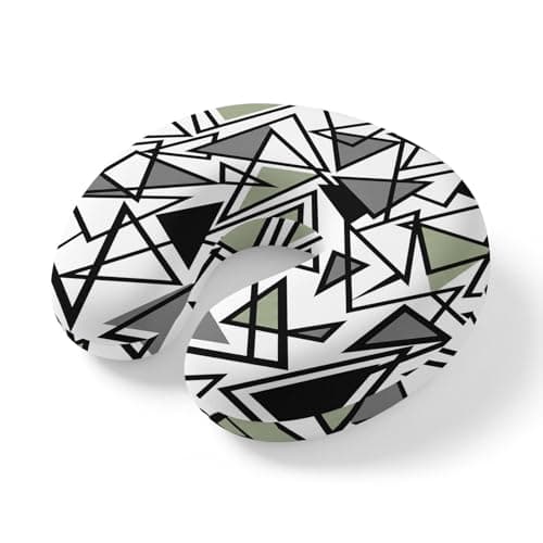 Travel Pillows U Shape Memory Foam Sage Green Grey Geometric Plane Neck Pillows Head Support Comfort Portable Triangle Modern Art Headrest Neck Pillow for Airplane Car Office Home Chair Sleeping Rest