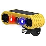 HULPPRE Solar Outdoor Motion Sensor Alarm-13 Sounds Including Dog Barking&Gunshot,2 * 130db Loud Noise Maker,4 Modes,Red&Blue Motion Activated Strobe Light,Say Goodbye to The Intruders