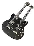Solid Body Double Neck Electric Guitar, Black 6 & 12-String with Dual Humbuckers, Full Size for Classic Rock Stage (Guitarra Eléctrica)