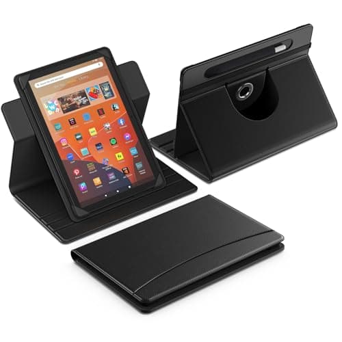 MoKo for 10.1 inch Android Tablet Case with Pen Holder, Slim 360 Degree Rotating Protective 10 inch Tablet Case Cover with Multi-Angle Stand & Front Pocket for All 9.6-10.6 inch Tablets, Black