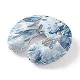 Travel Pillows U-Shaped Neck Pillow Summer Sea Turtle Blue Ocean Ergonomic Memory Foam Pillow Head Cushion,Coral Starfish Shell Jellyfish Soft Portable Neck Pillows for Office Airplane Car Train