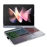 doqo for iPad 9th Generation Case with Keyboard 10.2-inch 2021,Keyboard case for ipad 8th 7th Gen, iPad Air 3,Pro 10.5 with Multi-Touch Trackpad,7 Color Backlight, 360° Rotatable (Dark Metallic Gray)