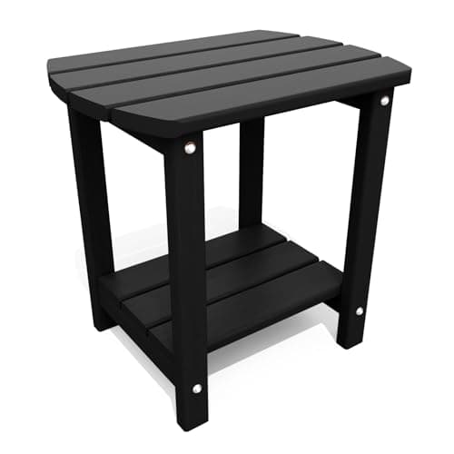 THOEOE Adirondack Outdoor Side Table, 2-Tier Sturdy Patio End Table Weather Resistant, Morden Side Table for Patio, Pool, Porch, Black