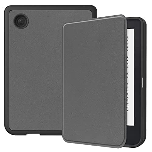 OWSIHNZBF Slim Case For Kobo Clara 2E 2022 Released 6", TPU Leather Protective Smart Folio Shell Cover with Magnetic Closure and Stand Function with Auto Wake/Sleep(Grey)