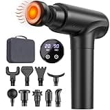 cotsoco Massage Gun with Heat Head, Muscle Massage Gun Deep Tissue Back Massager for Pain Relief, 20 Speeds Handheld Electric Massager Tool with Silent Brushless Motor, Gym Office Home Travel Use