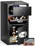5.8 Cuft Large Depository Drop Safe for Business with drawer, Anti-Theft Safe Box with Quick Place Drop Slot, Digital Keypad and Spare Key, Heavy Duty Drop Safes for Business Retail Mail Church Home