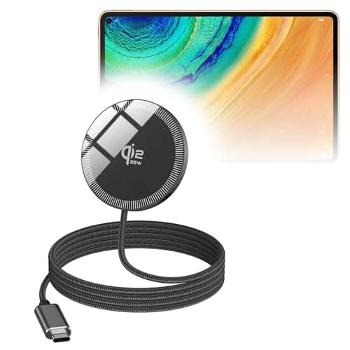 BoxWave Cables & Adapters Compatible with Huawei MatePad Pro 5G - MagnetoDisc Qi2 Wireless Charger (25W), Circular Magnet Desktop Travel Disc - Jet Black