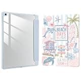 Joyland Case for iPad 10th Generation 10.9 inch 2022/iPad (A16) 11th Gen 11 Inch 2025 with Pencil Holder,Marine Style Shockproof Cover Transparent Acrylic Back Shell Auto Wake/Sleep,Blue