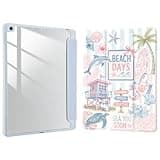 Joyland Case for iPad 10th Generation 10.9 inch 2022/iPad (A16) 11th Gen 11 Inch 2025 with Pencil Holder,Marine Style Shockproof Cover Transparent Acrylic Back Shell Auto Wake/Sleep,Blue