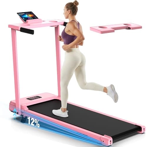 ANCHEER Portable Treadmill with Incline, 3.5HP Walking Pad with Desk & Handle Bar, Foldable Treadmill for Home Office Small Space with Remote Control, 350 LBS Capacity