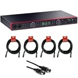Focusrite Scarlett 18i20 USB-C Audio/MIDI Interface (4th Generation) Bundle with XLR- XLR Cable (4 Pack), Hosa Mid-310 Black 10 ft. Midi cable (2 Pack)