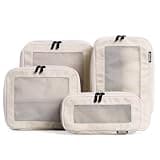 Aerotrunk Compression Packing Cubes for Travel - Luggage Organizer Bags - Double Zipper Packing Cubes for Suitcases (4-Pack, Beige)