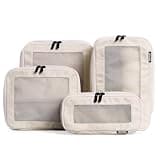 Aerotrunk Compression Packing Cubes for Travel - Luggage Organizer Bags - Double Zipper Packing Cubes for Suitcases (4-Pack, Beige)
