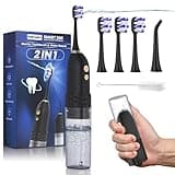 Electric Toothbrush with Water flosser, 2 in 1 Teeth Cleaning Kit, Toothbrush and Water flosser Combo, 25 - Day Battery, Travel Toothbrush with Water Bottle(Black)