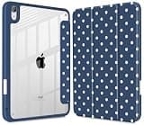 Tuiklol for iPad Air 13 Inch (M4 2026 / M3 2025 / M2 2024) Case, Buit in Pencil Holder with Shockproof Cover Clear Transparent Back Trifold Stand-Auto Wake/Sleep Tablet Case, Spot-Navy Blue
