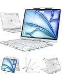 Clear Keyboard Case for iPad Air 11 inch (M4/M3/M2, 2026/2025/2024) & iPad Pro 11 inch(1st/2nd/3rd/4th) & 10.9 inch iPad Air 4/5th Gen, 7-Color Backlit Keyboard with Trackpad and 360°Rotating, White