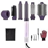Funflow 6 in 1 air wrap Hair Styler Aluminum Hair Dryer Brush & Auto Curler, Ionic Fast Drying Volumizing Straightening Curling & Smoothing, No Heat Damage, Gift for Women