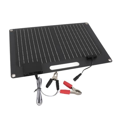 Hamwesh Portable Solar Panel, 100W High Efficiency Monocrystalline Silicon 12V 24V Solar Panel Charger with Clamp and Focusing Lens for Camping, Fishing, Outdoor, and RV