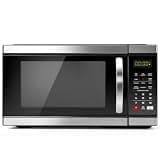 Smad 1000 Watt Microwave Countertop Ovens, Black Digital Small Microwave 1.1 Cu Ft, Large Microwave 6 Auto Cooking, Eco Mode, Child Lock, 10 Power Level, Led Display, Easy Clean, Memory Function