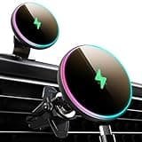 MOKPR for Magsafe Car Mount Charger-15W Wireless Car Charger-Magnetic Car Phone Holder for Dash Air Vent-LED RGB HandsFree Car Mount Fast Car Charger for iPhone 14/13/12 Series
