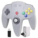 Multi-Device Enhanced Wireless Controller, 2.4 GHz with PC USB Receiver & N64 Receiver, Compatible with Windows Laptop PC iOS Mac Raspberry Pi, N64 / Switch/NSO - (Rechargeable) (Plug and Play) Gray